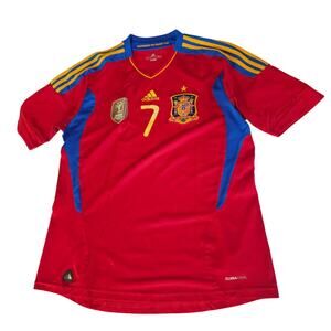 David Villa #7 Spain 2010 Final Jersey Soccer Football Retro Adidas Men's L 3595